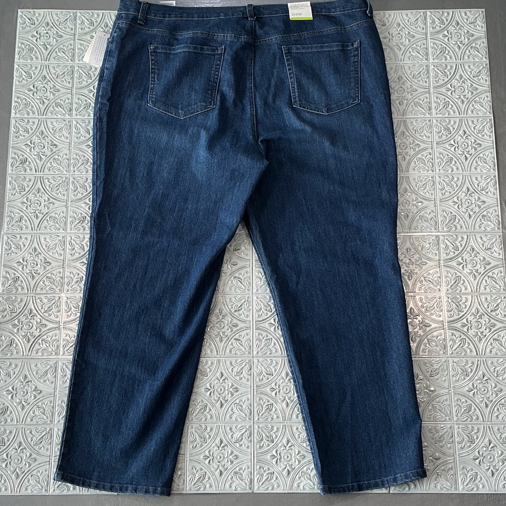 Style & Co NWT High Rise Straight Leg Blue Jeans Plus Size 24W Tummy Control - Picture 2 of 8